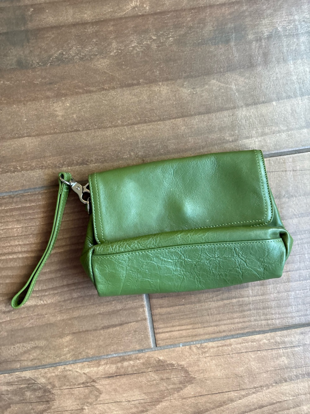 Franklin Covey Olive Green Genuine Leather Wristlet Clutch Wallet